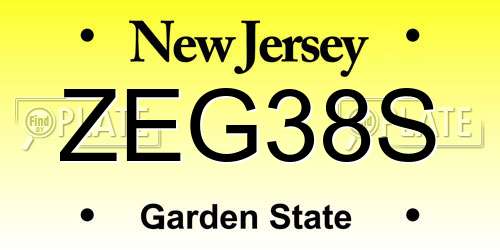 ZEG38S New Jersey License Plate