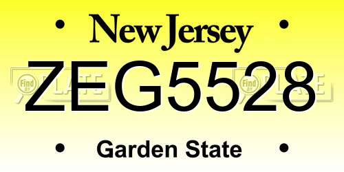 ZEG5528 New Jersey License Plate