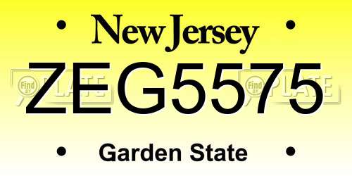 ZEG5575 New Jersey License Plate