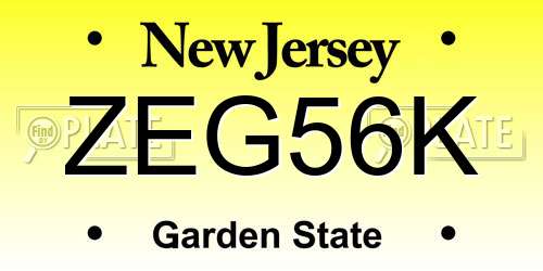ZEG56K New Jersey License Plate