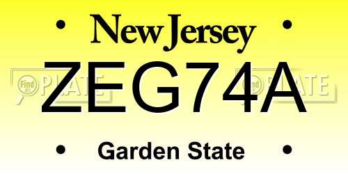 ZEG74A New Jersey License Plate