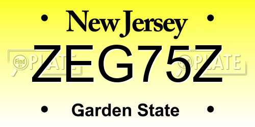 ZEG75Z New Jersey License Plate
