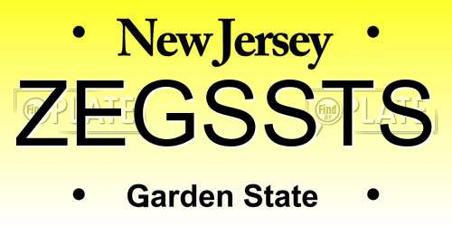 ZEGSSTS New Jersey License Plate