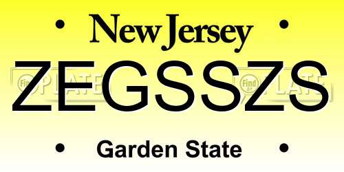 ZEGSSZS New Jersey License Plate
