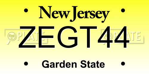 ZEGT44 New Jersey License Plate