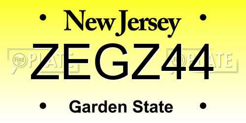 ZEGZ44 New Jersey License Plate