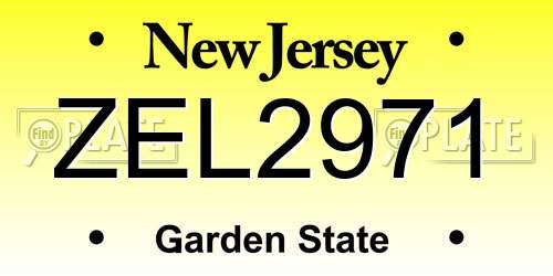ZEL2971 New Jersey License Plate