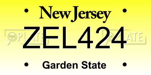 ZEL424 New Jersey License Plate