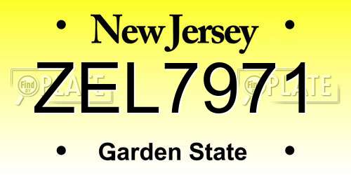 ZEL7971 New Jersey License Plate