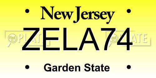ZELA74 New Jersey License Plate