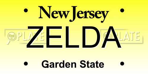 ZELDA New Jersey License Plate