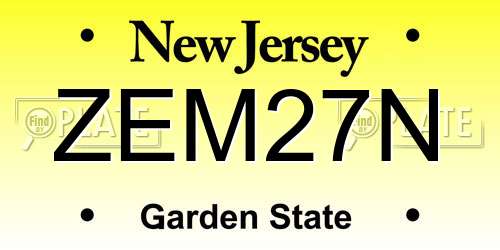ZEM27N New Jersey License Plate