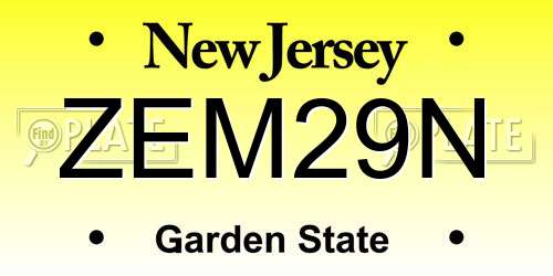 ZEM29N New Jersey License Plate