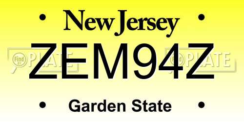 ZEM94Z New Jersey License Plate