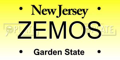 ZEMOS New Jersey License Plate