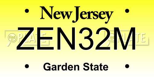 ZEN32M New Jersey License Plate