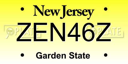 ZEN46Z New Jersey License Plate