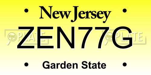 ZEN77G New Jersey License Plate