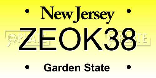 ZEOK38 New Jersey License Plate