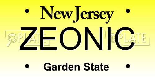 ZEONIC New Jersey License Plate