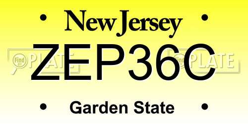 ZEP36C New Jersey License Plate