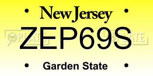 ZEP69S New Jersey License Plate