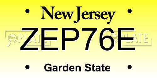 ZEP76E New Jersey License Plate