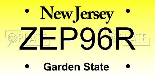 ZEP96R New Jersey License Plate
