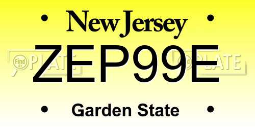 ZEP99E New Jersey License Plate