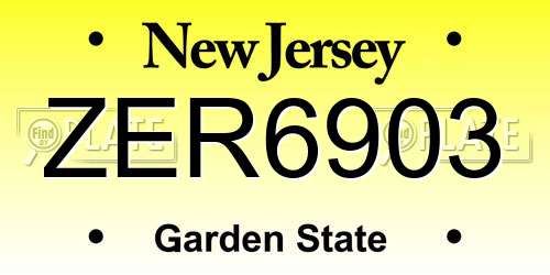 ZER6903 New Jersey License Plate