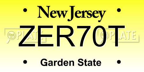 ZER70T New Jersey License Plate