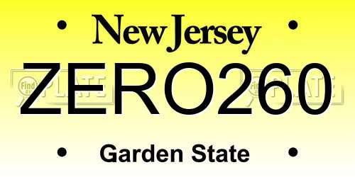 ZERO260 New Jersey License Plate
