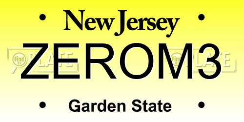 ZEROM3 New Jersey License Plate