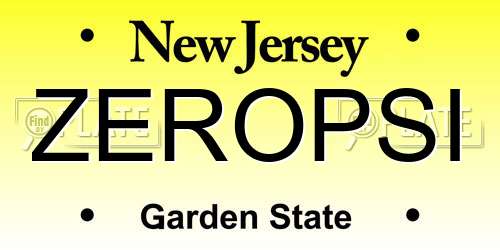 ZEROPSI New Jersey License Plate
