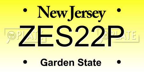 ZES22P New Jersey License Plate