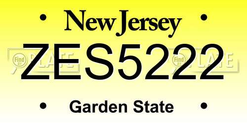 ZES5222 New Jersey License Plate