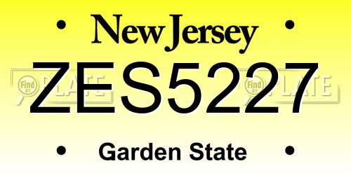 ZES5227 New Jersey License Plate