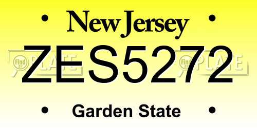 ZES5272 New Jersey License Plate
