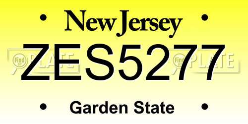 ZES5277 New Jersey License Plate