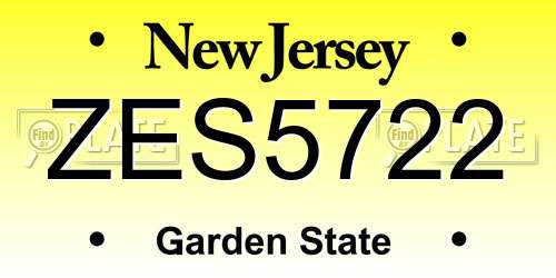 ZES5722 New Jersey License Plate