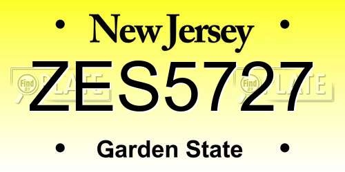 ZES5727 New Jersey License Plate