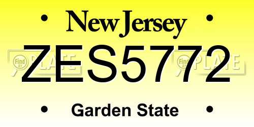 ZES5772 New Jersey License Plate