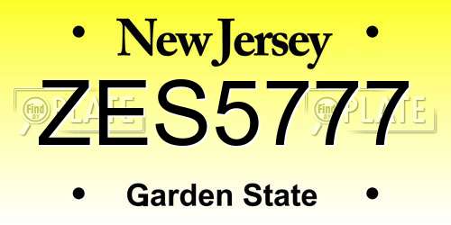 ZES5777 New Jersey License Plate