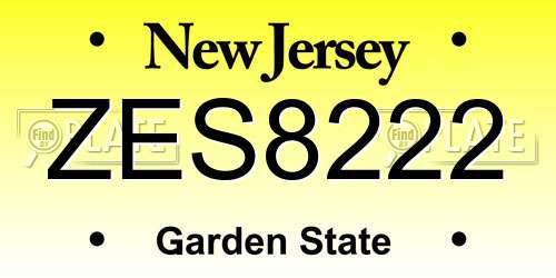 ZES8222 New Jersey License Plate