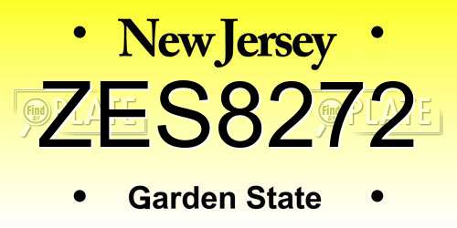 ZES8272 New Jersey License Plate
