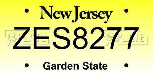 ZES8277 New Jersey License Plate