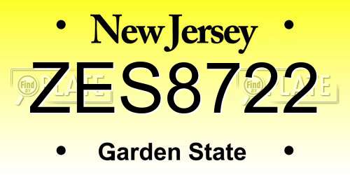 ZES8722 New Jersey License Plate