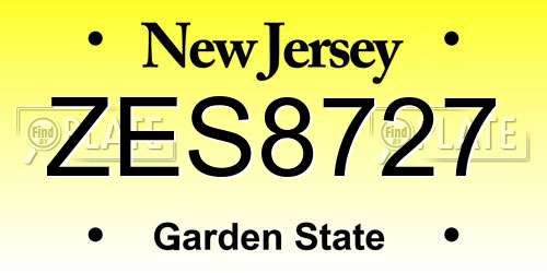 ZES8727 New Jersey License Plate