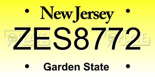 ZES8772 New Jersey License Plate