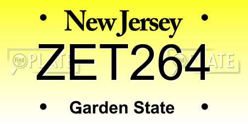 ZET264 New Jersey License Plate